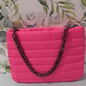 Olivia Miller Pink Quilted Purse Bag with Chain Strap